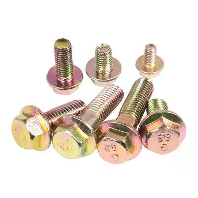 Full Thread Metric DIN6921 Hex Flange Bolt Grade 10.9 Color Galvanized Steel with Zinc and Plain Finish