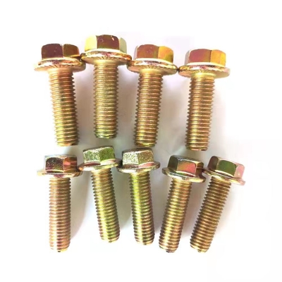 Full Thread Metric DIN6921 Hex Flange Bolt Grade 10.9 Color Galvanized Steel with Zinc and Plain Finish