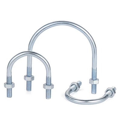 Made in China Blue and White Galvanized U-bolt High Quality and Low-priced U-shaped Bolt Customizable U-shaped Pipe Clamp